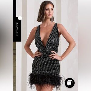 Club London Black Embellished mini dress